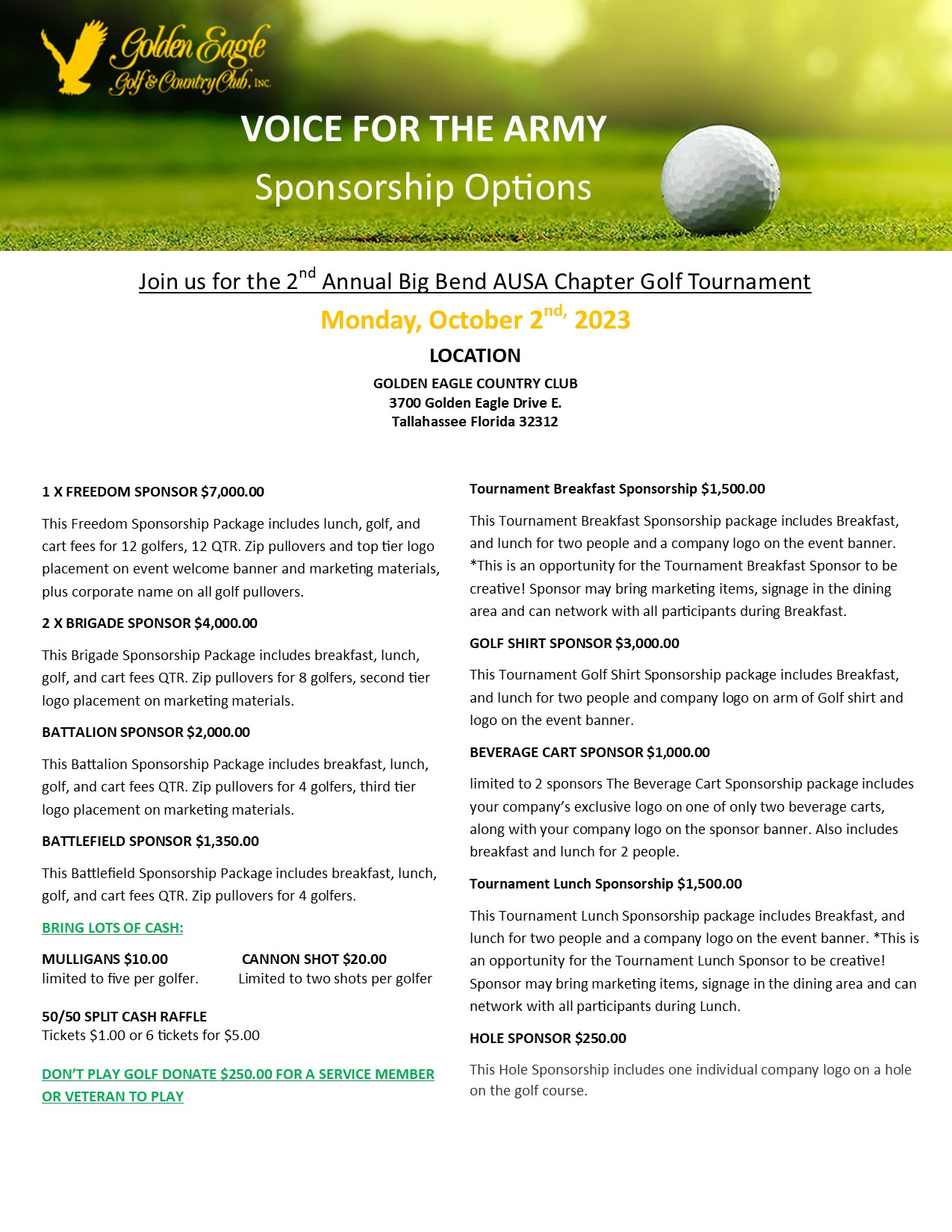 Golf Tournament Big Bend AUSA
